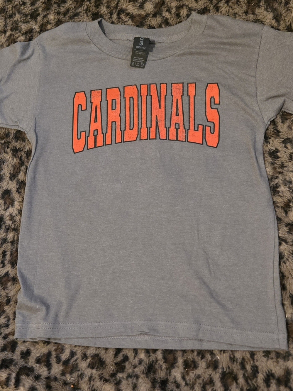 Gildan Gray Kids Tee with Orange 'Cardinals' Graphic